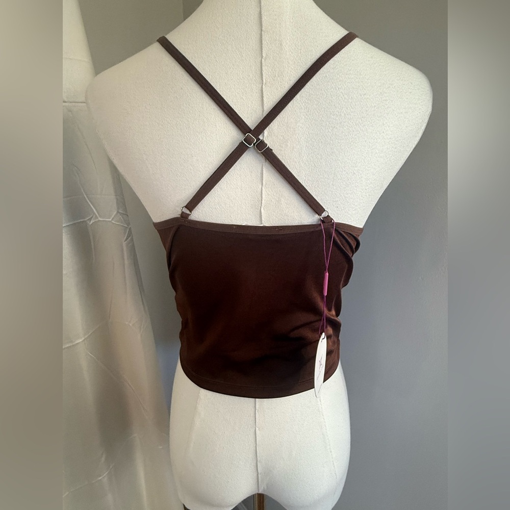 Chic Brown Ruched Camisole Top - Picture 2 of 3